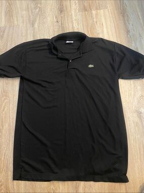 Lacoste Black Men's Short-Sleeve Polo with Embroidered Crocodile